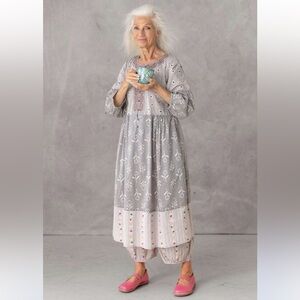 NWT Gudrun Sjodun *Flawed* Rooibos Woven Organic Cotton Printed Dress Grey Sz S